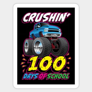 Crushin' 100 Days of School Monster Truck Cartoon Magnet